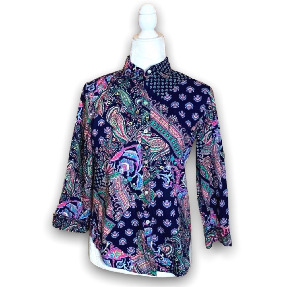 Lauren Ralph Lauren Paisley Button Down Blouse